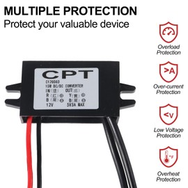 DIANN 12V to 5V 3A 15W Buck Converter Module - Dual USB Female DC Power Adapter - Car Power Converter