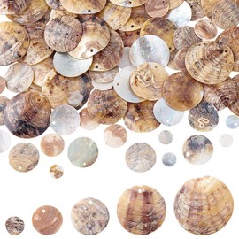 HOBBIESAY Pack of 100 5 Styles Flat Round Shell Charms 9-30 mm Natural Akoya Shell Charms Mother of Pearl Shells Charm for Earrings Necklace Jewellery Making Hole: 1.5-4 mm, Akoya Shell