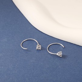 Moissanite Half Hoop Earrings for Women - 925 Sterling Silver 0.6CT 4.0mm Moissanite Huggie Hoop Earrings Moissanite Jewelry Diamond Gifts, one size, Sterling Silver, Moissanite