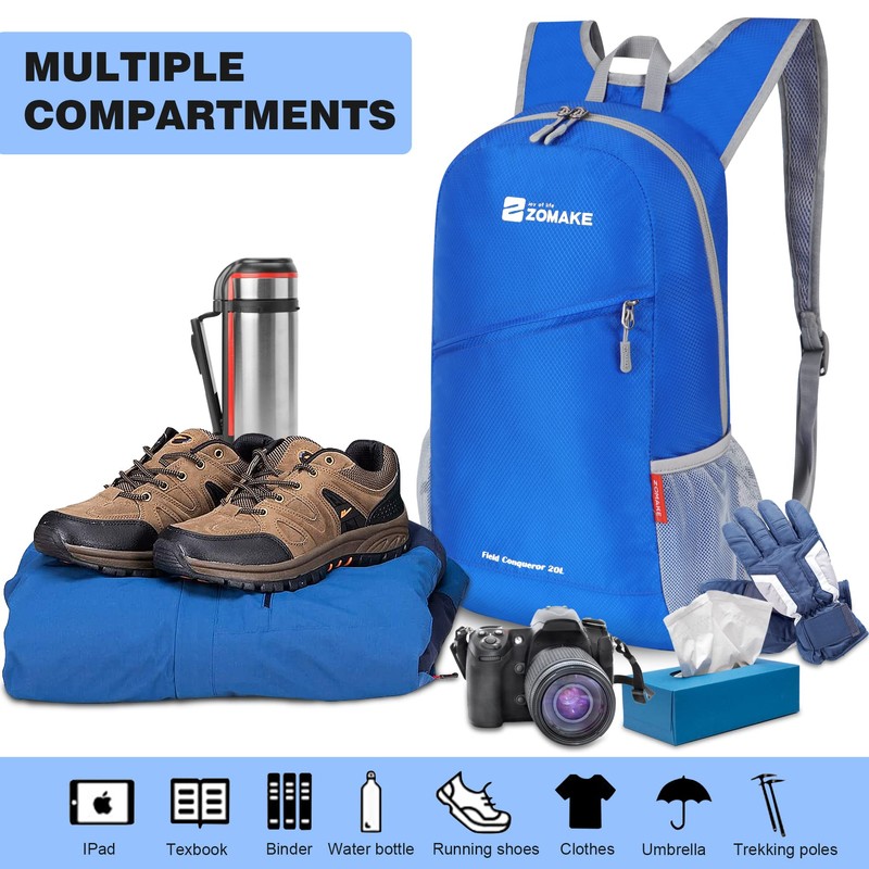 ZOMAKE Ultralight Foldable Backpack, 20 L, Small Backpacks, Waterproof Hiking