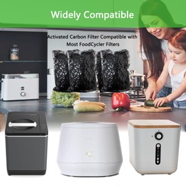 4 Pack Odor Absorbing Filter Refills Compatible with Lomi Smart Waste Kitchen Composter, Replacement Activated Charcoal for Vita Mix Most FoodCycler Filters