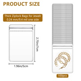 100 Pcs Small Ziplock Bags, 2" x 2.76" Resealable Zipper Poly Bags Mini Plastic Bags Clear Small Jewelry Bags for Earrings, Bracelet, Necklace