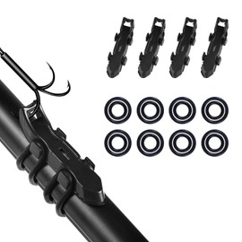 4pcs Magnetic Hook Keeper, Black Fishing Hook Holder with 2 Sizes Rubber Rings Durable Fishing Rod Keeper Hook Rod Holder Fishing Bait Holder Hooks for Fishing Rod