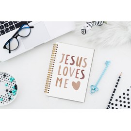 WNAGT Christian Jesus Spiral Notebook 5.5x8.3, Jesus Loves Me Bible Journaling Notebooks, Prayer Journal for Women, Bible Verse Notebooks for Note Taking, Religious Journals for Writing