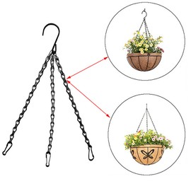 8 Pack 19.6（50cm） Inch Hanging Basket Chains 3 Point Black Metal Hanging Chains with Hooks for Plant Flower Pot Basket, Replacement Chain Hangers for Lantern, Bird Feeder, Planter, Indoor and Outdoor
