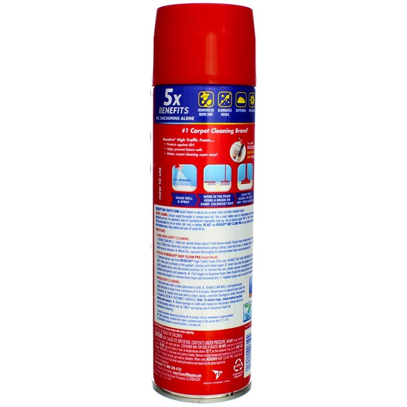 Resolve High Traffic Carpet Foam, 22 oz Can, Cleans Freshens