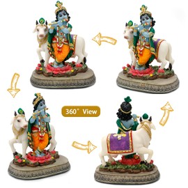 alikiki Hindu God Lord Krishna Statue - 5.7" H India Idol Krishna Sculpture Gifts for Indian Friends Family Man Woman Pooja Murti Item Altar Meditation Yoga Spiritual Decor