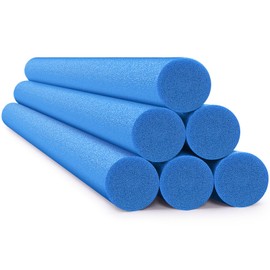 Hanaive 6 Pack Jumbo Floating Pool Noodles Foam Tube 55 x 3.5 Inches Swimming Bright Thick Pool Noodle Bulk Float Heavy Duty for Swim DIY Outdoor Craft Projects(Blue)
