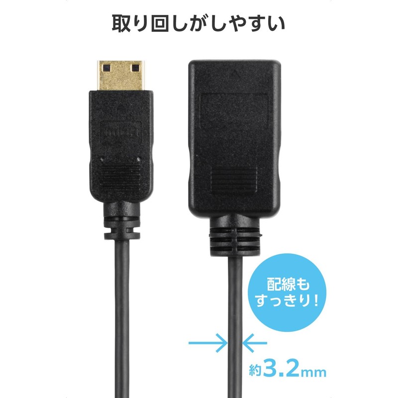 Elecom Mini HDMI to HDMI Adapter 0.2m Super Slim 4K/30Hz