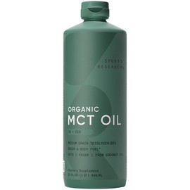 Sports Research Organic MCT Oil - Keto & Vegan MCTs C8, C10 from Coconuts - Non-GMO & Gluten Free - Flavorless Oil - 32 oz