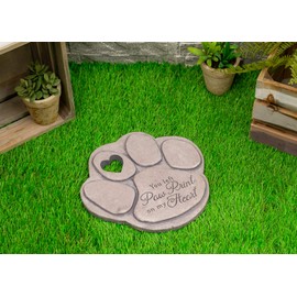 Transpac You Left Paw Prints Greytone 10 x 10 Cement Decorative Outdoor Garden Stone