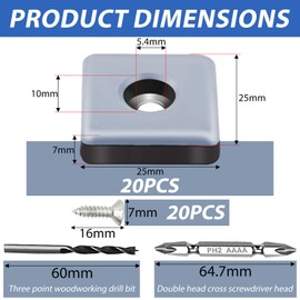TXErfolg Teflon Gliders for Screwing 20 Pieces 25 mm Teflon Gliders Square Furniture Gliders with 20 Stainless Steel Screws 2 Drill Floor Gliders Furniture Glider Set Effective Protection of Your