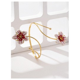 MakeMeChic Women's Flower 18K Arm Cuff Bracelets Gold Upper Arm Beach Jewelry White and Pink One-Size