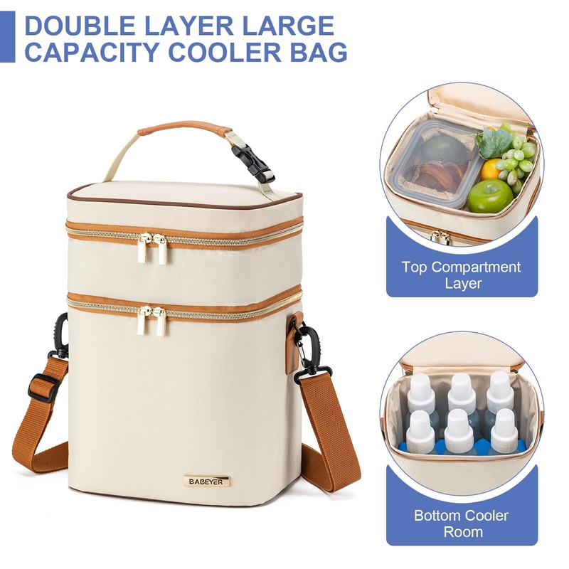 BABEYER Breastmilk Cooler Bag with Ice Pack Fits 6 Baby