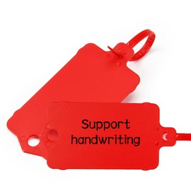 LeadSeals 100pcs Blank Plastic Tags for Labeling Reusable Hanging Tags Ties Key Tags Storage Tags Waterproof Plastic Mark Label Writable Hang Sign (Red)