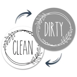 Dishwasher Magnet Clean Dirty Sign, Double-Sided Clean/Dirty for Stainless Steel Dish Washers, White & Gray Magnetic Home and Kitchen Gadgets or Accessories