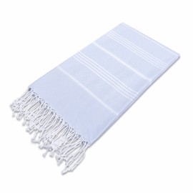 LAYNENBURG Set of 2 Premium Hammam Towels with Hand-Knotted Fringes - 100% Cotton - XXL Beach Towel, 100 x 200 cm - Oeko-Tex 100 - Large Beach Towel - Sauna Towel and Travel Towel (Light Blue)