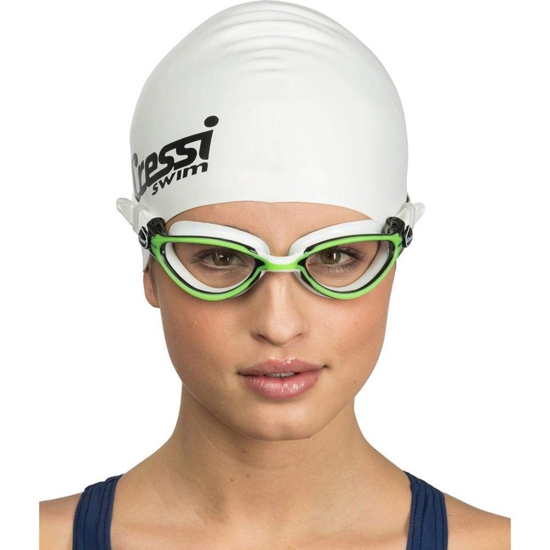Cressi Unisex's Thunder Swim Goggles, White/Black Lime, One Size