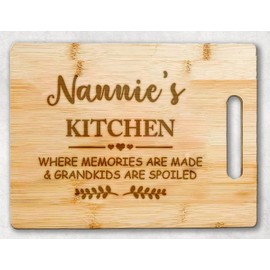 AcevedoDesign Nannie's Kitchen Bamboo Cutting Board - Mother's Day Cutting Board - Mother's Day Gift - Birthday Gifts From Grandchildren - Son Daughter - Best Grandma Cutting Board - Nannie Gifts