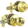 Kwikset 96950-163 Polished Brass Entry Knob With Double Cylinder Deadbolt