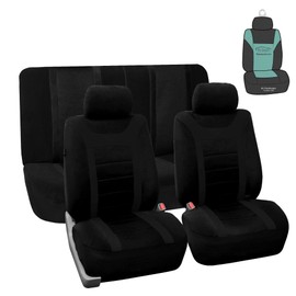 FH Group Automotive Car Seat Covers Sports Full Set Black Seat Covers, Airbag and Split Rear Universal Fit Interior Accessories for Cars Trucks and SUV with Car Accessories,Car Seat Protector
