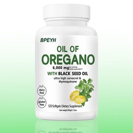 BPEYH Oil of Oregano Softgels Supplement, 6000 mg With Black Seed Oil Ultra High Carvacrol & Thymoquinone 120 Softgels Dietary Supplement - Tiktok shop:_1PC