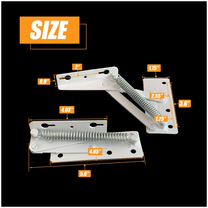 KAFENDA 2 Pieces 80 Degree Foldable Lifting Bracket, Black Spring