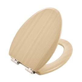 Toilet Seat, Slow Close, Premium Moulded Wood, Quick Release, Nordic Light Oak Look, PIKLiDS, Laminated Woodgrain Finish (Elongated)