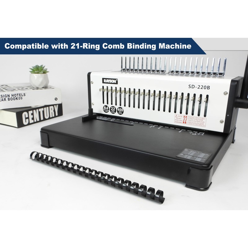 RAYSON Plastic Binding Combs, 190 Sheets, 21 Rings, 22 mm