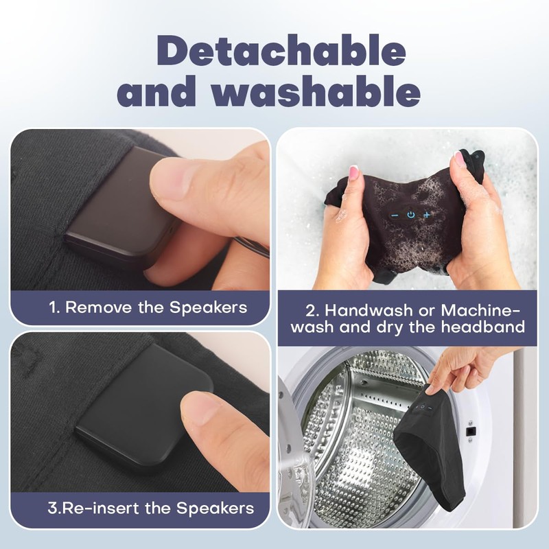 Sleep Headphones Bluetooth Headband for Side Sleeper, 17 Hours Playtime,