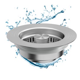 Galaitop 3 in 1 Pop Up Kitchen Sink Drain Strainer and Stopper, Kitchen Sink Accessories, 304 Stainless Steel, Anti-Clogging for US Standard 3-1/2 Inch Drain