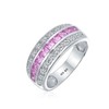 Art Deco Pink Simulated Tourmaline AAA Cubic Zirconia Half Eternity