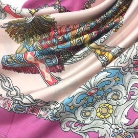 YOUR SMILE Silk Like Scarf Women's Fashion Pattern Large Square Satin Headscarf,Pink Carriage