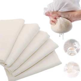 WIOOYIUU Strainer Cloth, Set of 5, 15.7 x 15.7 inches (40 x 40 cm), Cotton Material, Unbleached, Steam Cloth, For Filtering, Cooking