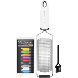Winzbacher® Premium Zester/Grater, Parmesan/Lemon/Nutmeg / Ginger Grater and Much More Razor-Sharp Stainless Steel Blade, Dishwasher-Safe, Including Protection and Cleaning Brush