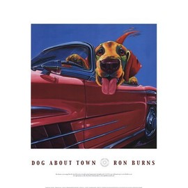 Dog About Town - Art Poster Print by Ron Burns (Overall Size: 18x24) (Image Size: 16x16)
