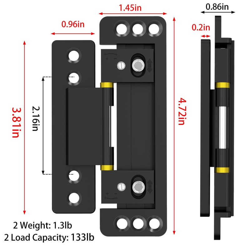 Hidden Door Hinges 2pack Ultra-Thin Hidden Hinges for Secret Door