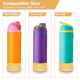 2PCS Glitter Silicone Boot for Owala Water Bottle 24 oz 32 oz 40 oz, Anti-Slip Protective Sleeve for Owala Twist,FreeSip and Flip Stainless Steel Water Bottle, BPA-Free, Dishwasher Safe, Accessories