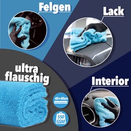 detailmate 3er Set Microfasertuch Ultra weich | Autopflege Zubehör - außen & innen | Lack Politur & Pflege, Innenraum, Felgen | Microfasertuch 40x40cm, 550 GSM - randlos & fusselfrei, ohne Kratzer