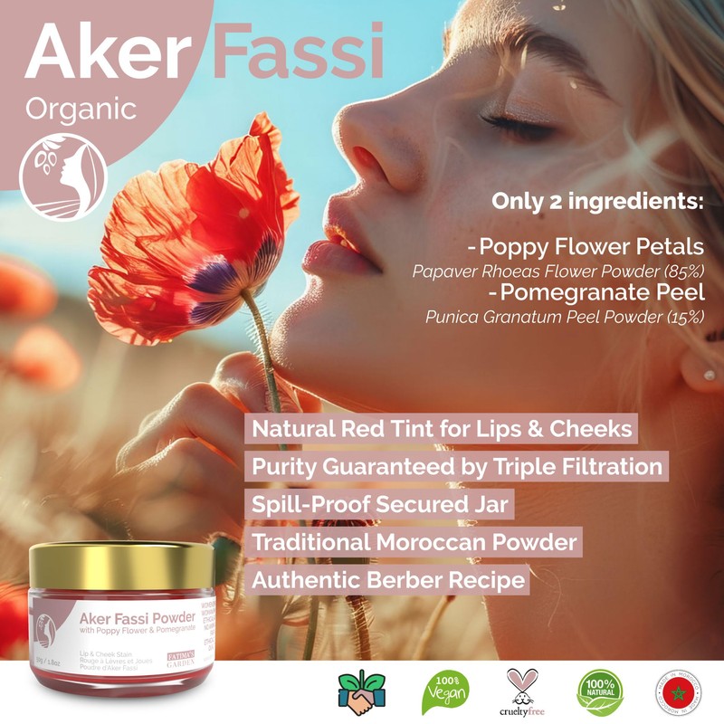 Fatima's Garden Natural Aker Fassi Powder with Pomegranate Bark -