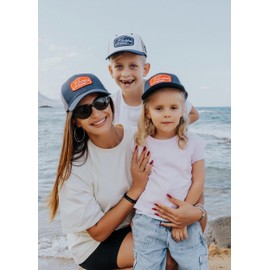 Blackskies® Race Baseball Cap for Children, Adjustable Kids Baseball Cap for Boys and Girls, Stylish Cap, Cool Hat, Birth, Christening, Peaked Cap, Dark blue/grey/red