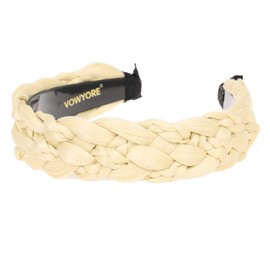 vowyore 6 strands Synthetic Hair Braided Headband Classic Chunky Wide Plaited Braids Wig with Teeth Hair Band Hair Hoop Hair Accessories