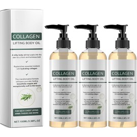 Collagen Firming Body Oil Skin Tightening Hydrating Massage Oil Nourishing Moisturizer Extract for Neck Arms Thighs Buttocks Stretch Marks Wrinkles All Skin Types 100ml (5pcs)