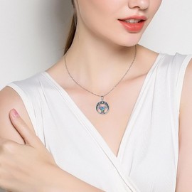 KQF Viking Necklace Nordic Jewelry 925 Sterling Silver Celtic Anchor/Wolf/Cross/Valknut Necklace Norse Pendant Abalone Shell Viking Jewelry Gift for Women Men (Odin Horn)