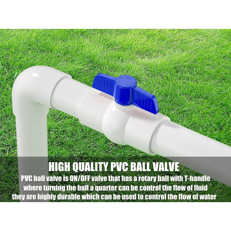 EPHECH 20PCS 1/2" PVC Ball Valve, SCH40 Slip PVC Water