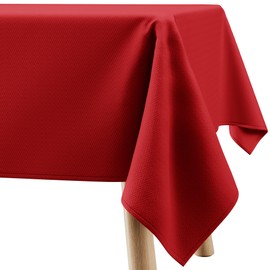 Filumi Tablecloth 110 x 110 cm Red Washable for Indoor Outdoor Geometric Zigzag Pattern Verte