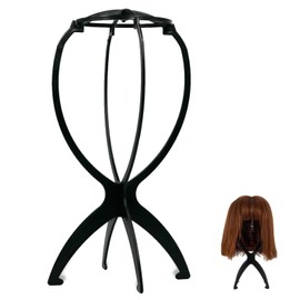 LeTradeJP Wig Stand, Wig Hanger, Black, Assembly Type, Wig Stand, Prevents Deformation, Hat, Wig Storage, Wig Storage Case, Set of 1