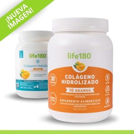 Life180, Colágeno Hidrolizado en Polvo sin Azúcar de 450 gr, 10gr de Colágeno por Porción, 30 Porciones, Peptidos Bioactivos, Adicionado con Vitamina C
