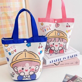 Kids' Mini Eco Canvas Tote Bag: Cartoon Gift Bag for Kindergarten, Birthdays & Baby Showers Free Size/Blue Dragon Bucket Bag 1 Canvas 10ea