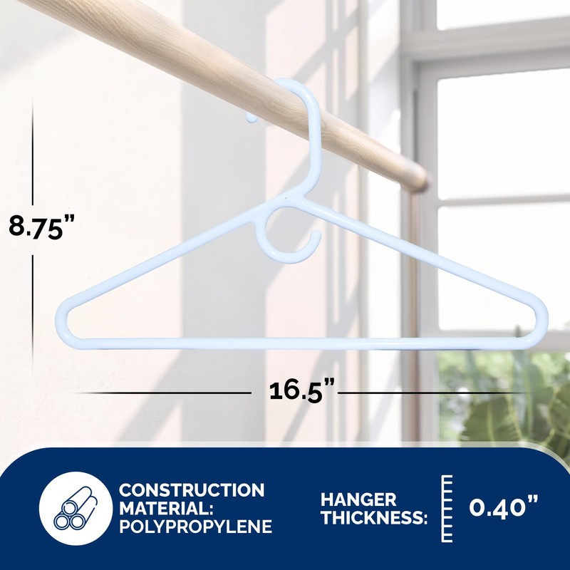 Super Heavy Duty Plastic Hangers, Made in USA, White Super